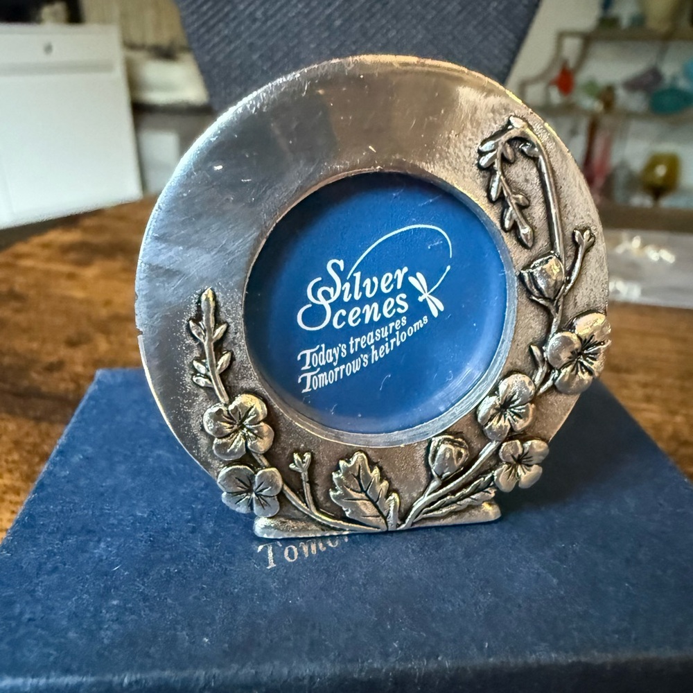 Silver Scenes silverplate mini Photo Frame w saying